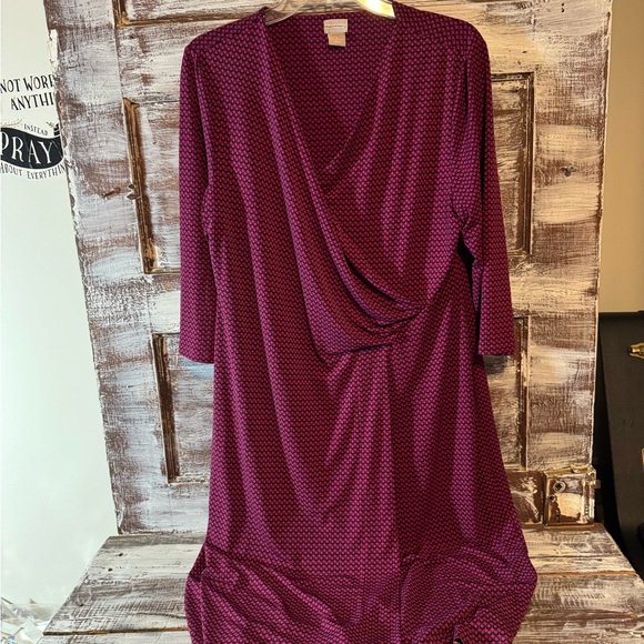 Chico's Burgundy Long Sleeve Dress - Picture 1 of 3